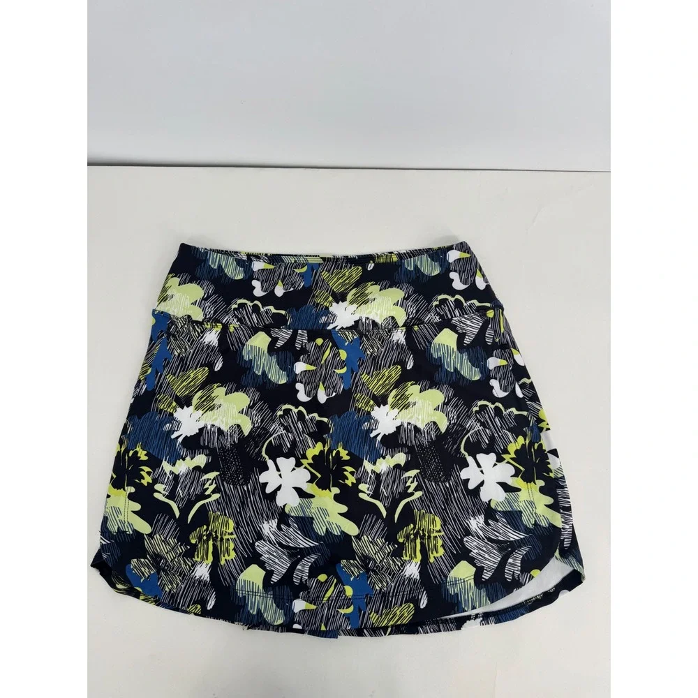 Marika Womens Athletic Skort Navy Blue Lime Green Floral Tennis Golf Mini Sz M‎